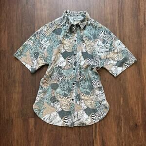 Vintage Best Blouse Company Animal Safari Print Button Down Shirt - Size Large